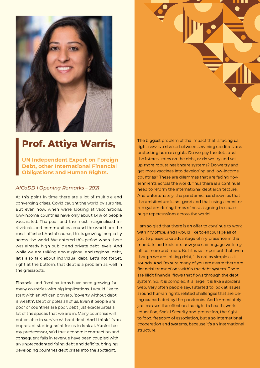 AfCoDD I Opening Remarks - Prof. Attiya Waris | African Forum and ...